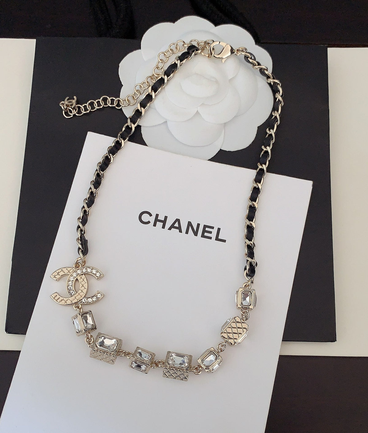 18K Chanel Square Crystal Choker Necklace