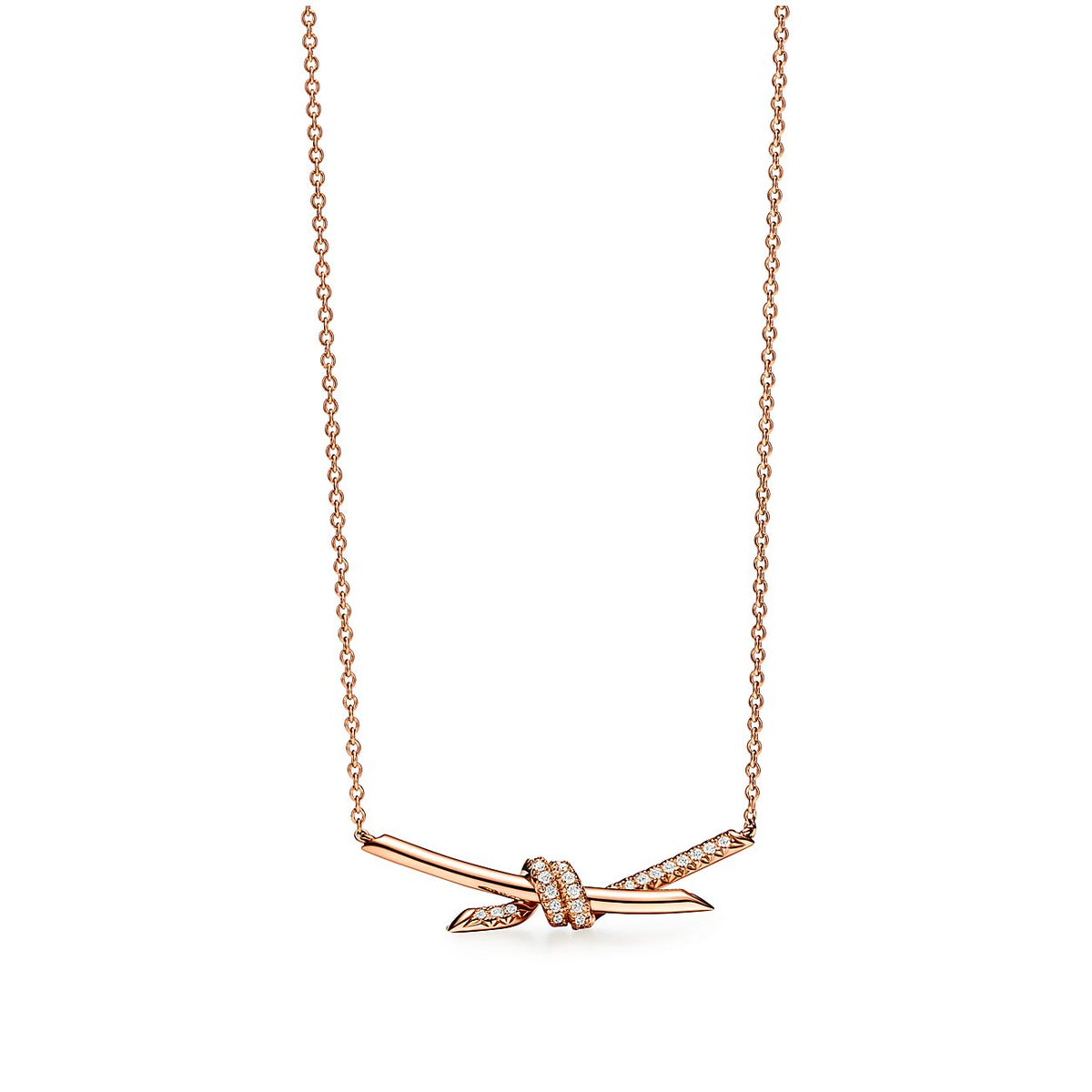 18K Tiffany Knot Pendant Diamond Necklace