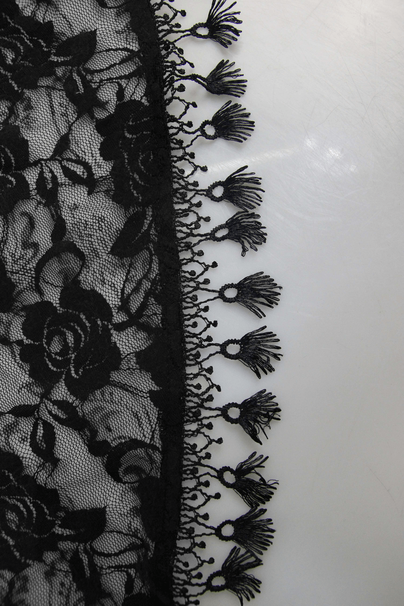 Sexy Black Night Dress with Asymmetric Hem / Lace Dress with Open Back and Elastic Straps