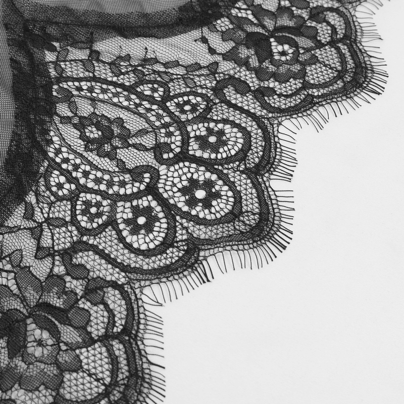 Sexy Hollow Out Transparent Lace Dress / Gothic Open Back Long Dress With Bow