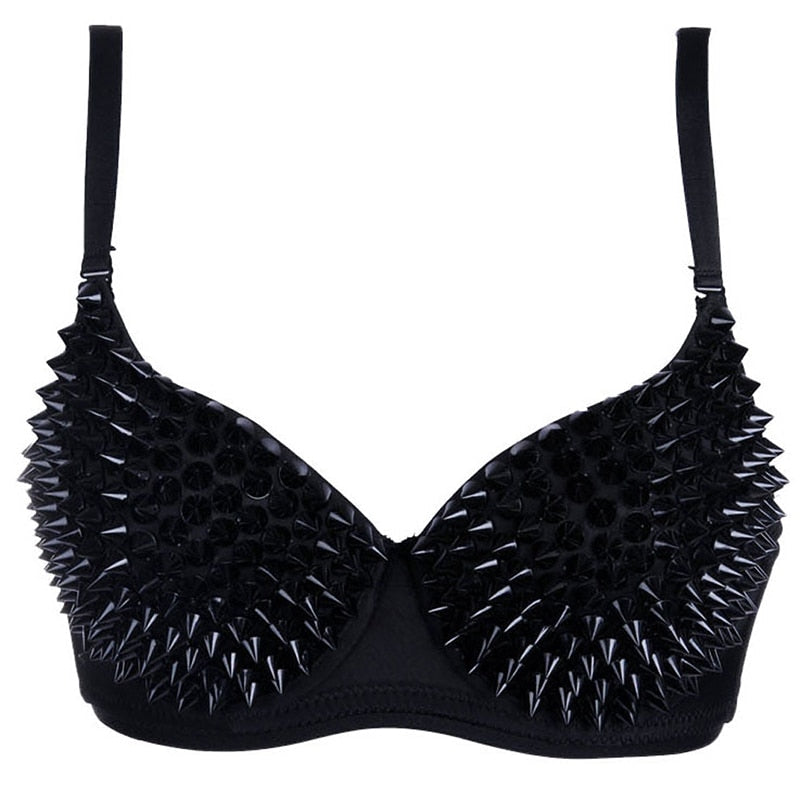 Sexy Women's Rhinestone Cover Bra with Spikes in Alternative Style