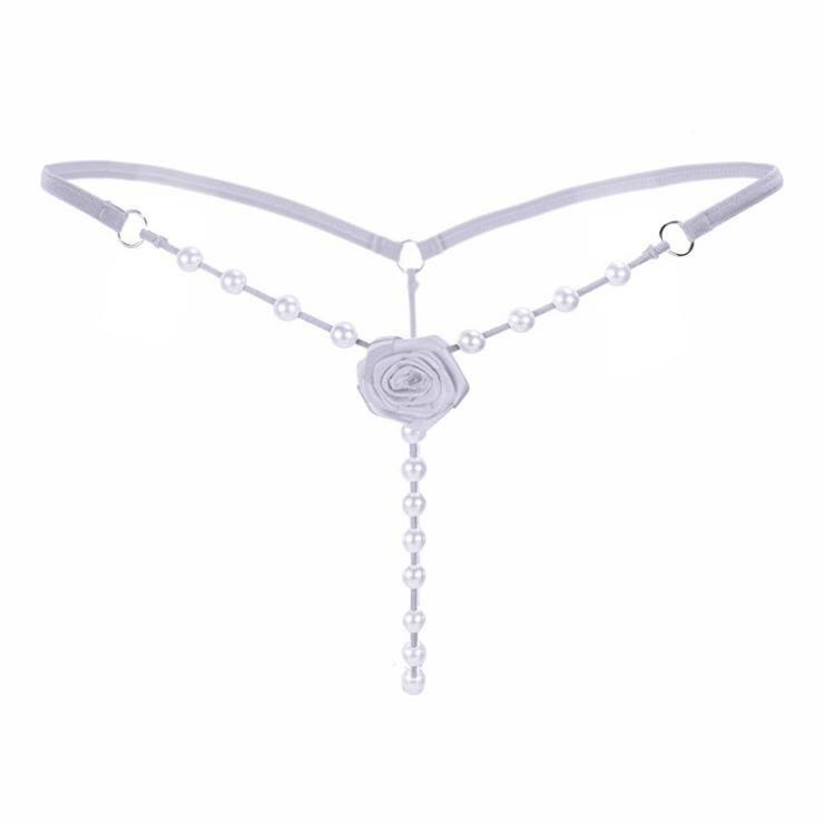 Sexy Women's Underwear / Attractive Open Beading Flower G-String Thong