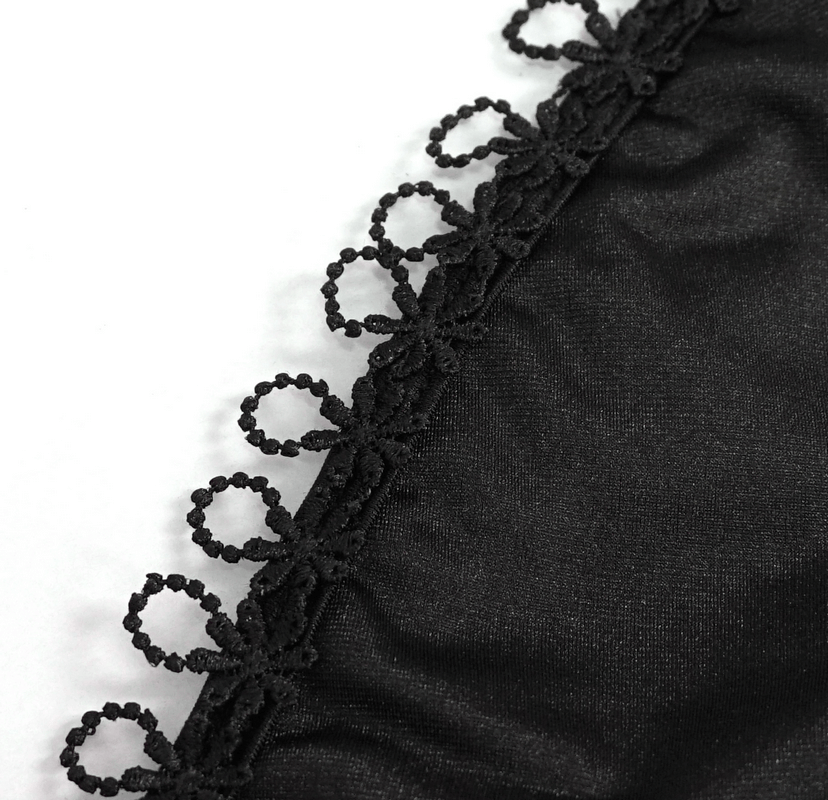 Women's Black Bikini with Choker / Gothic Lace Appliqued Swimsuit Set